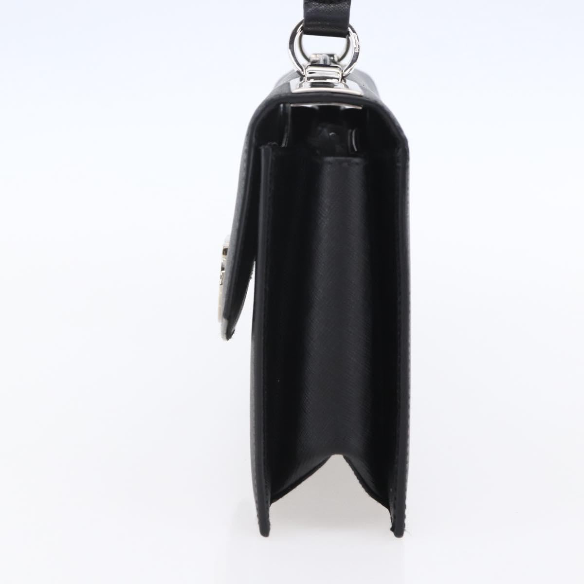 Salvatore Ferragamo Gancini handbag Leather, BLACK, LEATHER, Shoulder bag