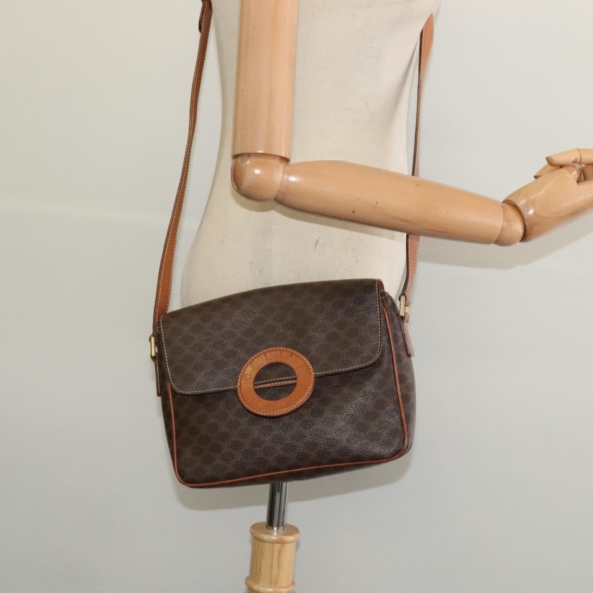 Celine Macadam Shoulder Bag PVC Leather, BROWN, CANVAS, Shoulder bag
