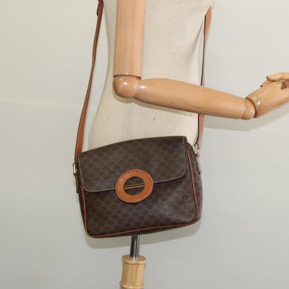 Celine Macadam Shoulder Bag PVC Leather, BROWN, CANVAS, Shoulder bag
