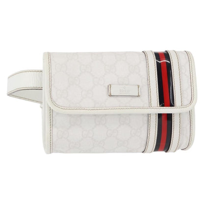 Gucci Sherry Line Waist Bag GG Canvas, WHITE, CANVAS, Shoulder bag