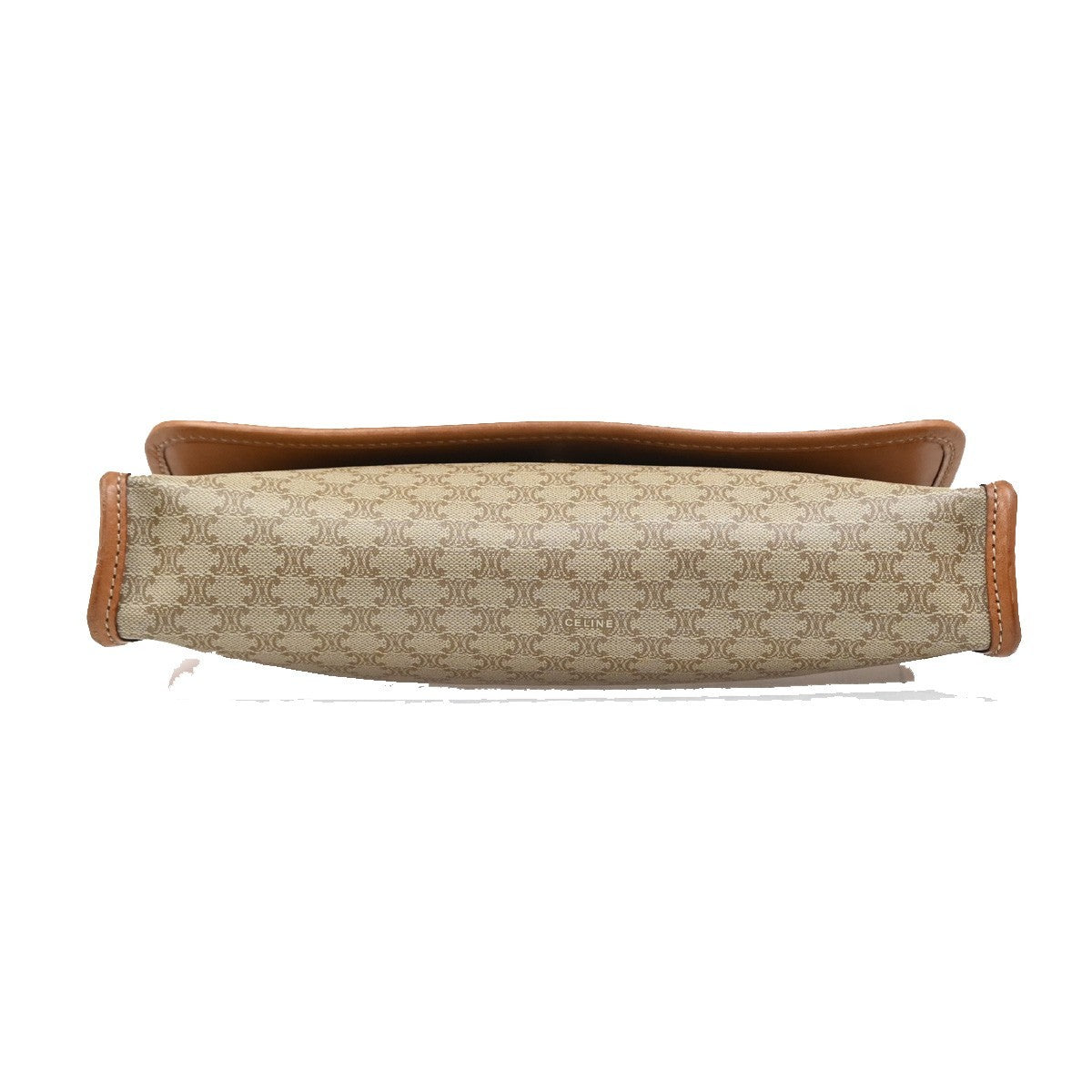 Celine Macadam Shoulder Bag Leather, BROWN, LEATHER, Shoulder bag