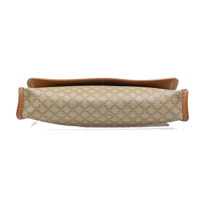 Celine Macadam Shoulder Bag Leather, BROWN, LEATHER, Shoulder bag