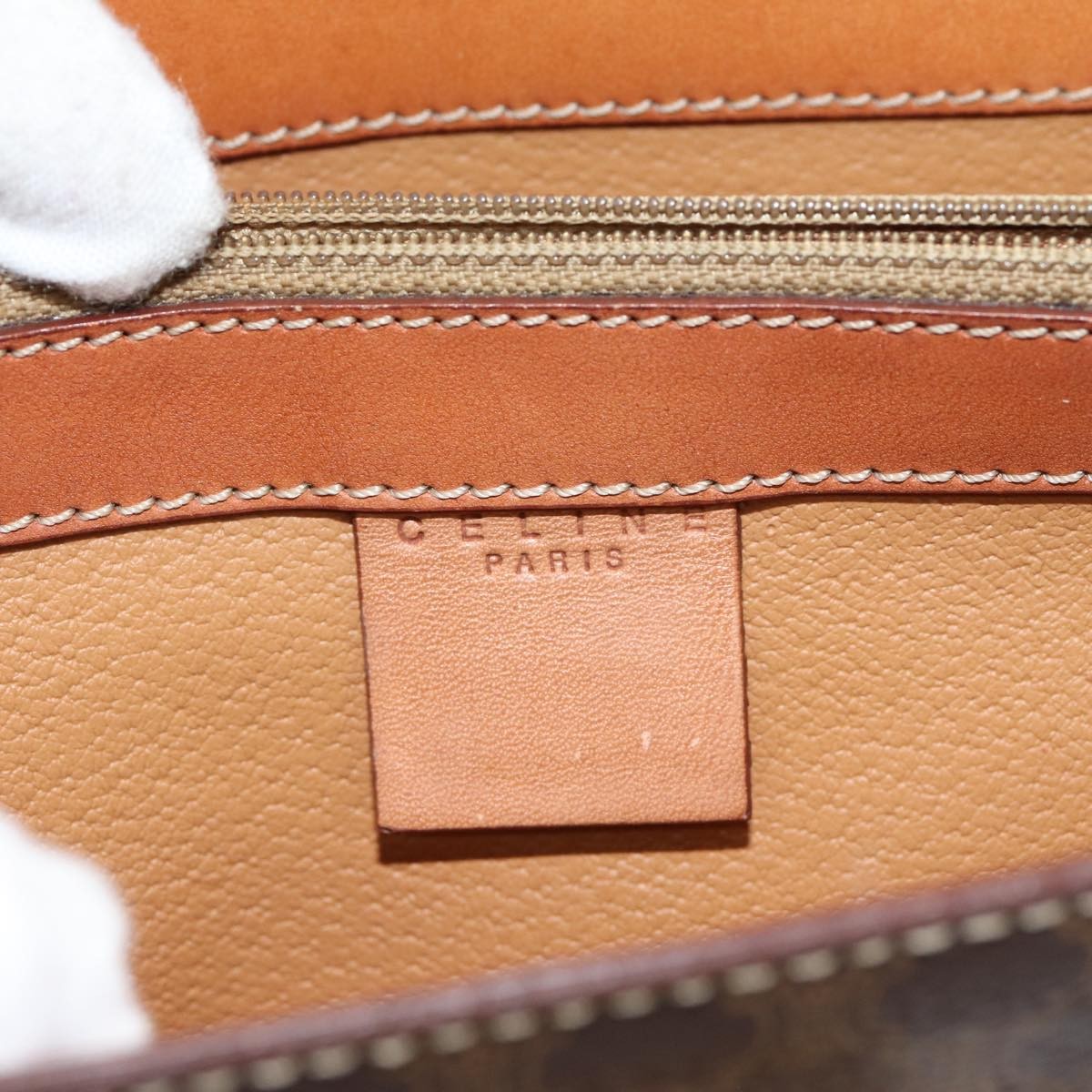 Celine Vintage Convertible Top Handle Bag Macadam Coated Canvas, BROWN, CANVAS, Handbag