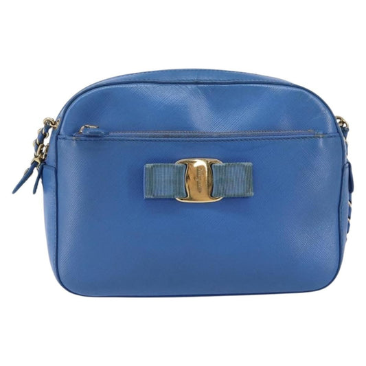 Salvatore Ferragamo Vala Chain Shoulder bag Leather, BLUE, LEATHER, Shoulder bag