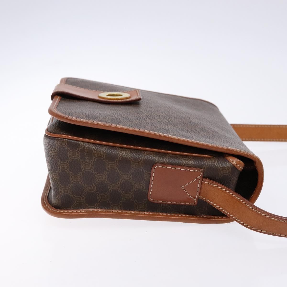 Celine Macadam Shoulder Bag PVC Leather, BROWN, CANVAS, Shoulder bag