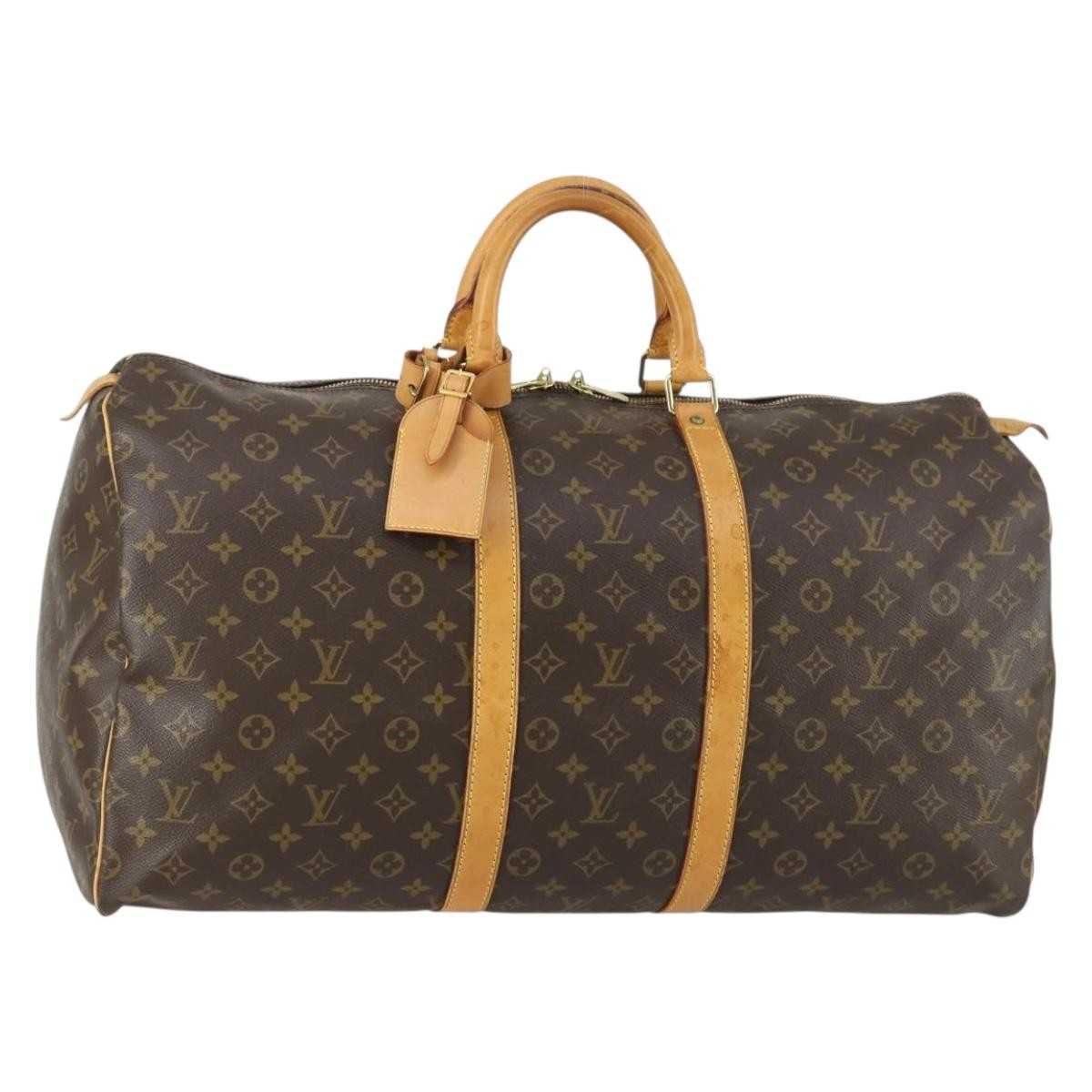 Louis Vuitton Keepall Bag Monogram Canvas, BROWN, CANVAS, Travel bag
