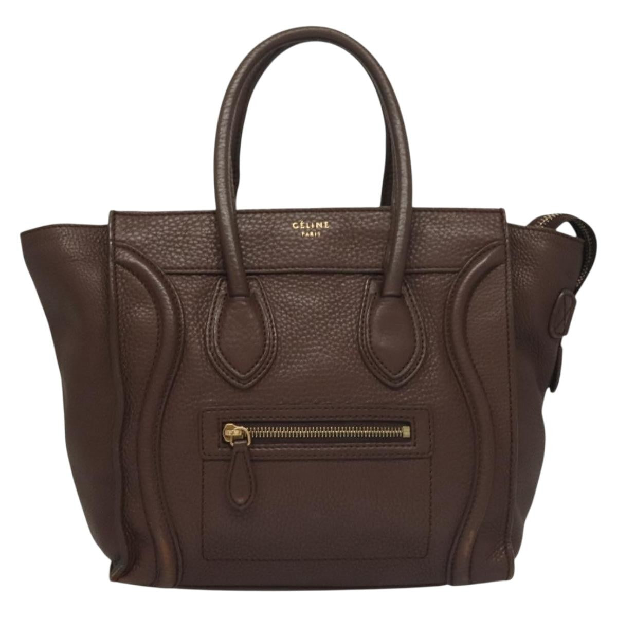 Celine Shopper Luggage Leather, BROWN, LEATHER, Handbag