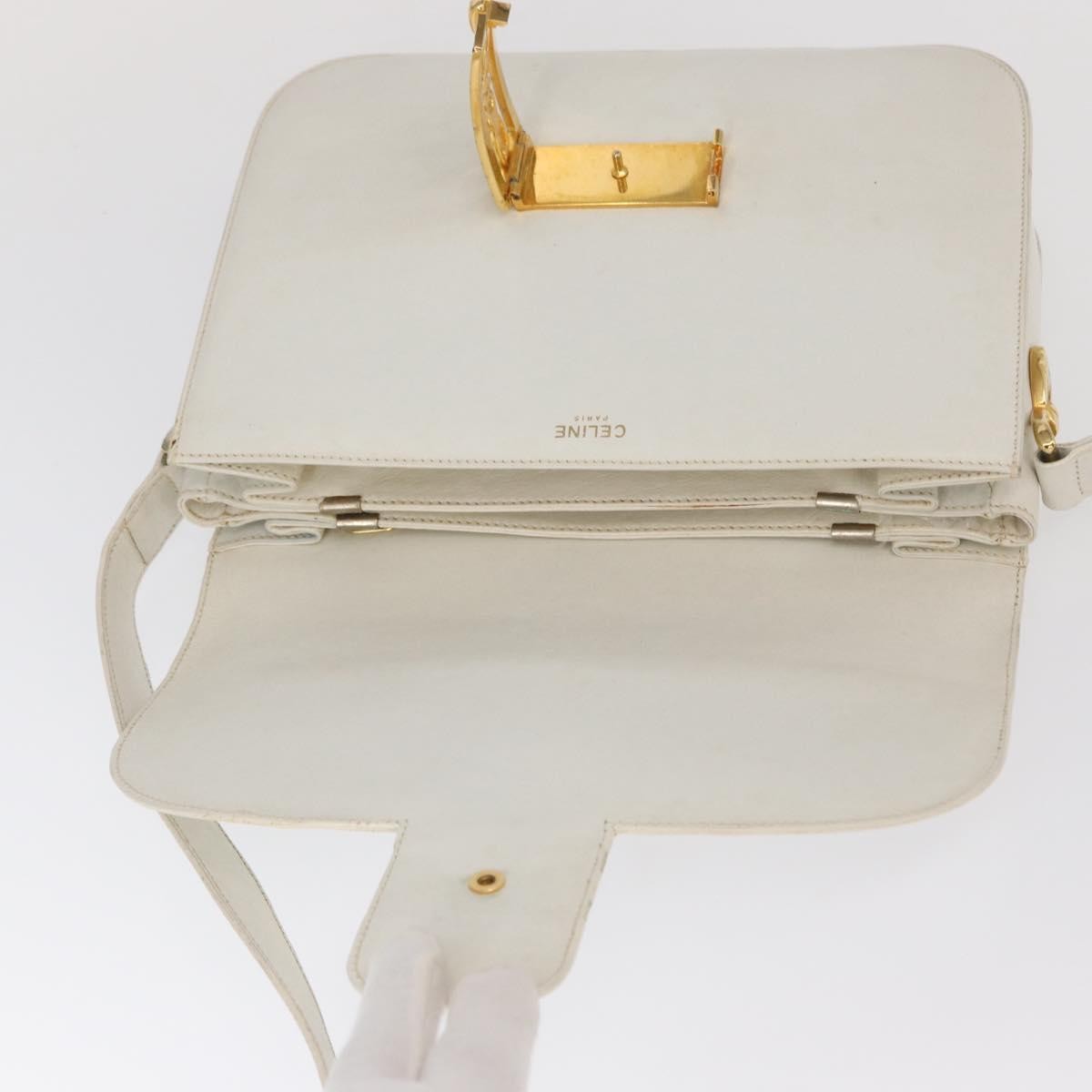 Celine Vintage Shoulder Bag Leather, WHITE, LEATHER, Shoulder bag