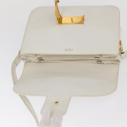 Celine Vintage Shoulder Bag Leather, WHITE, LEATHER, Shoulder bag