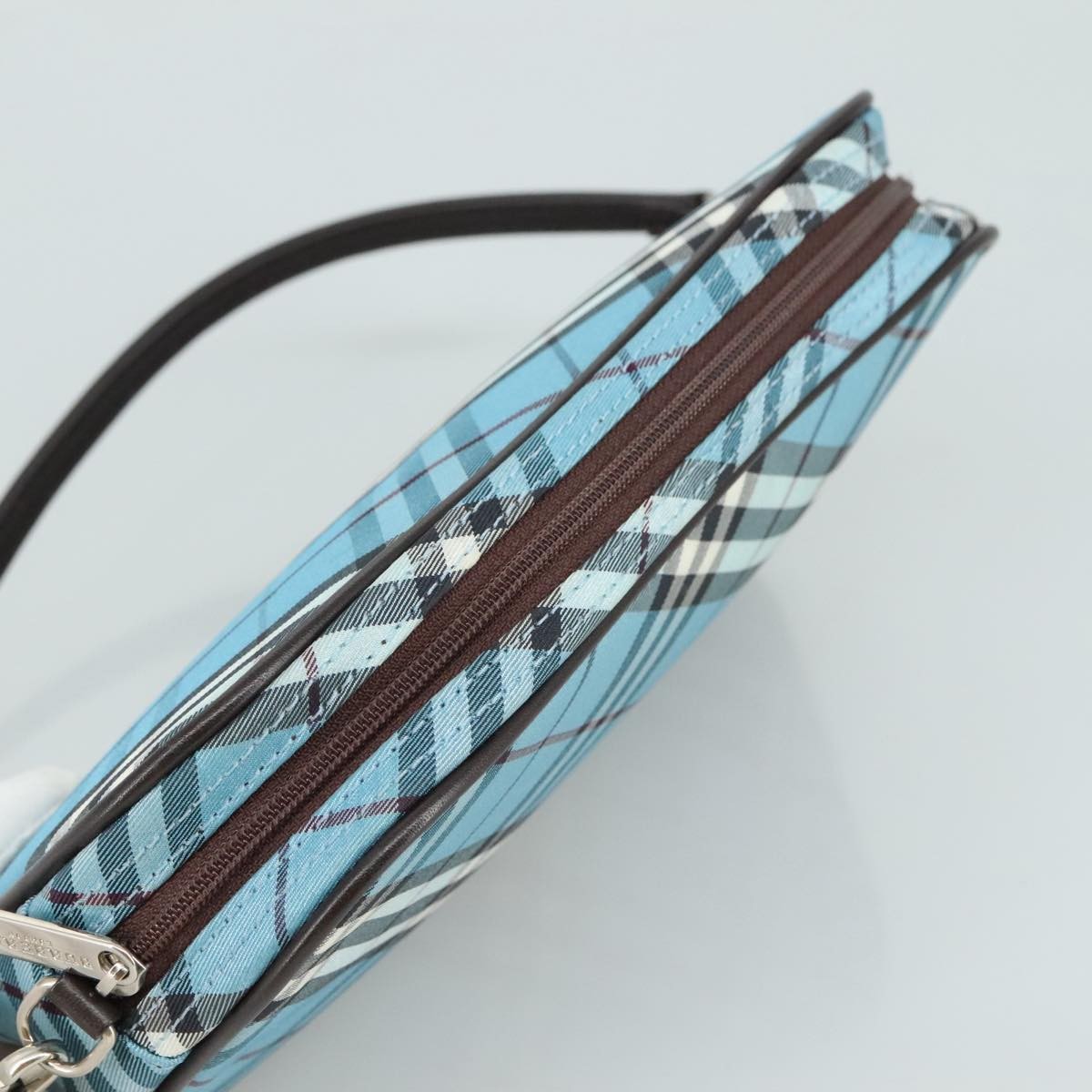 Burberry Nova Handbag Check Pattern, BLUE, NYLON, Clutche & pouche