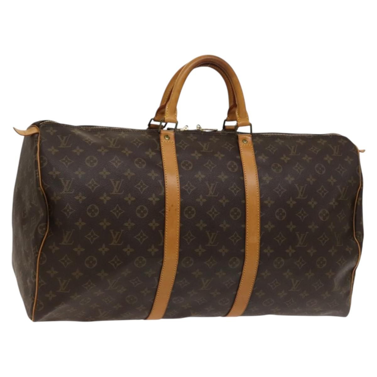 Louis Vuitton Keepall Bag Monogram Canvas, BROWN, CANVAS, Travel bag
