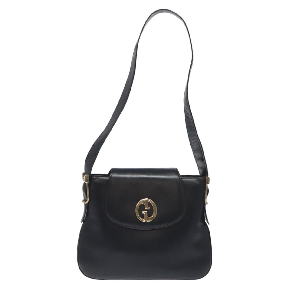 Gucci Vintage Flap Shoulder Bag Leather, BLACK, LEATHER, Shoulder bag