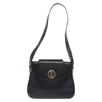 Gucci Vintage Flap Shoulder Bag Leather, BLACK, LEATHER, Shoulder bag