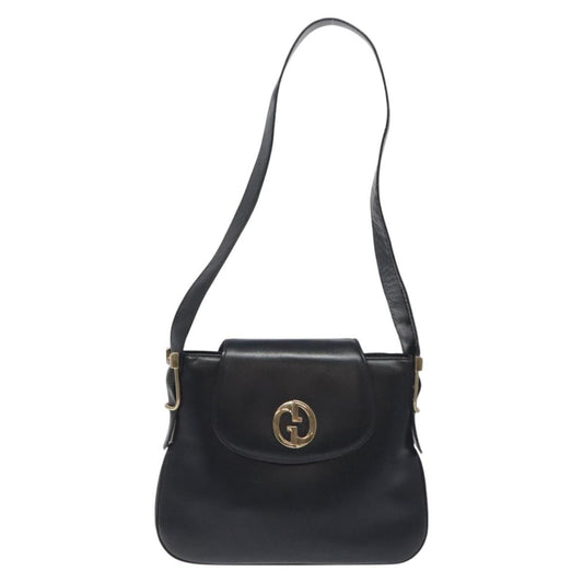 Gucci Vintage Flap Shoulder Bag Leather, BLACK, LEATHER, Shoulder bag
