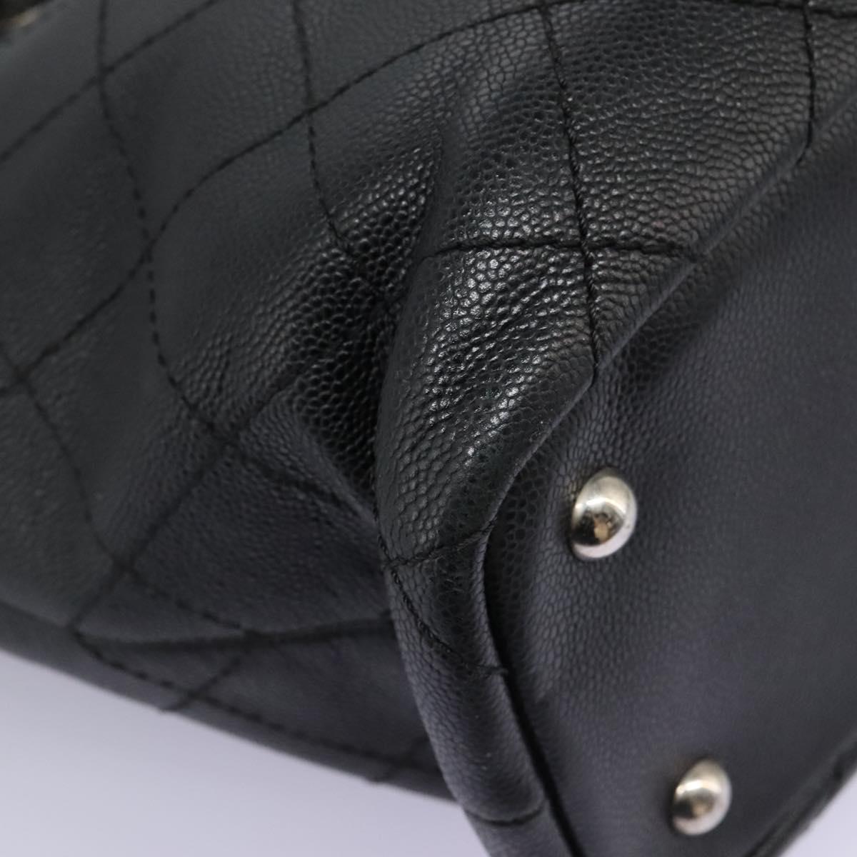 Chanel Fever Tote Quilted Caviar, BLACK, LEATHER, Tote bag