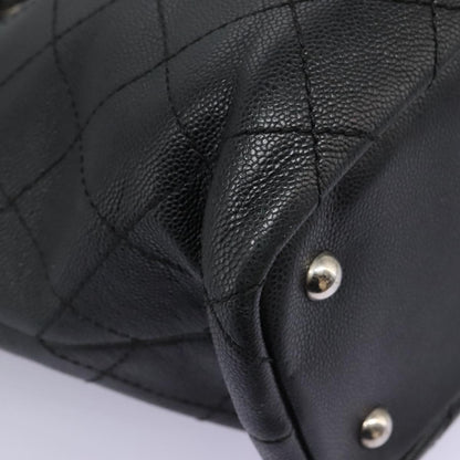 Chanel Fever Tote Quilted Caviar, BLACK, LEATHER, Tote bag