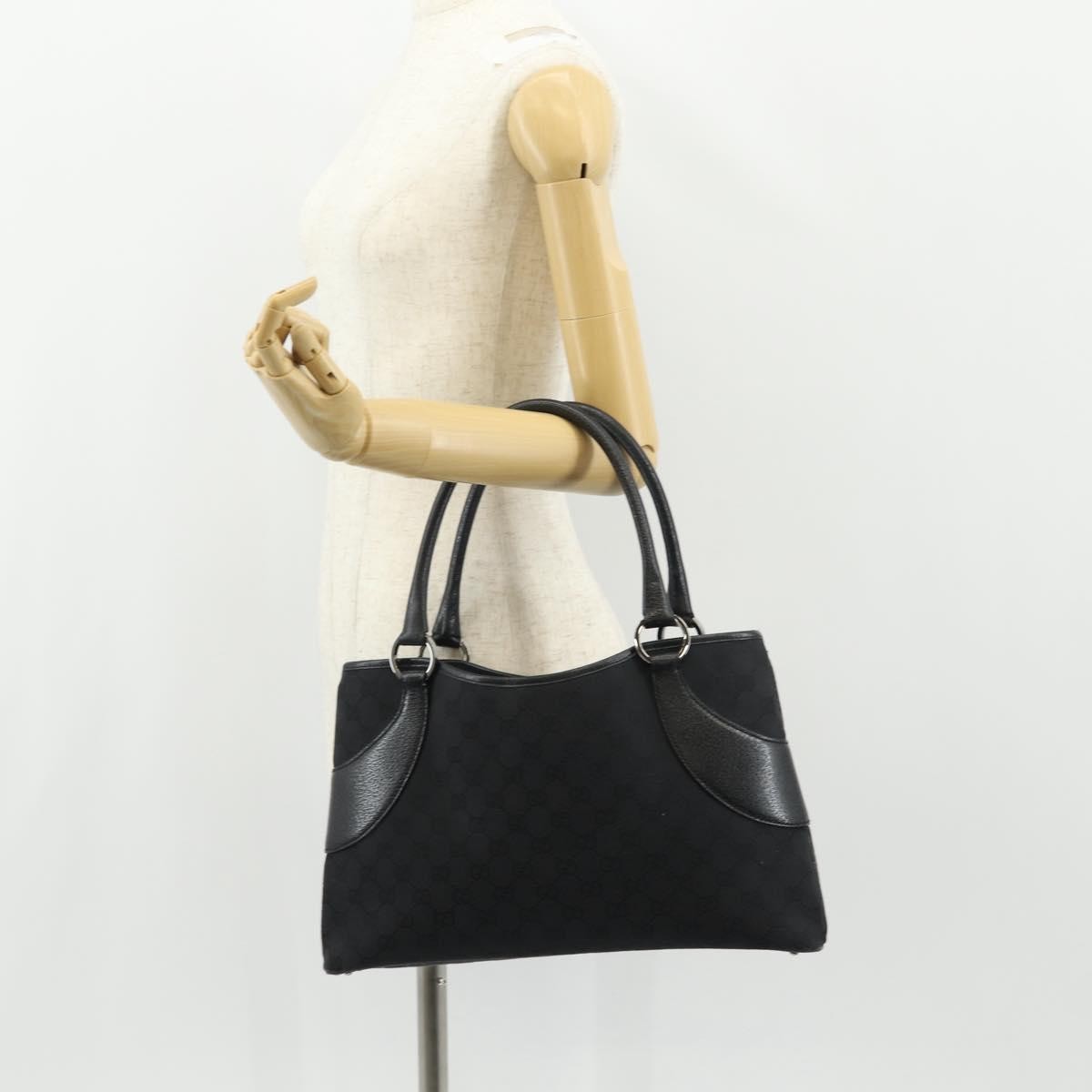 Gucci Vintage Ring Tote GG Canvas with Leather, BLACK, CANVAS, Handbag