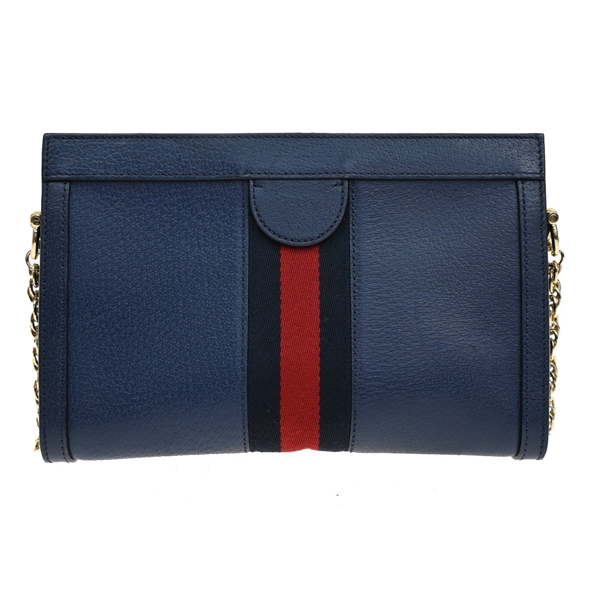 Gucci Ophidia Chain Shoulder Bag Leather, NAVY, LEATHER, Shoulder bag