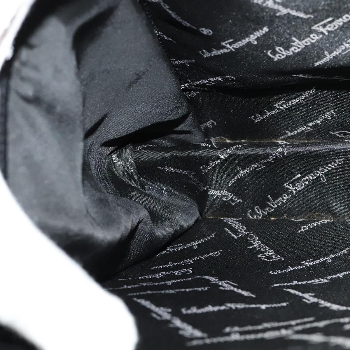 Salvatore Ferragamo Double Gancini Top Handle Bag Saffiano Leather, BLACK, LEATHER, Handbag