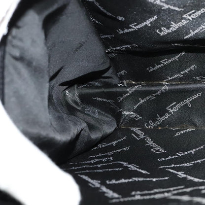 Salvatore Ferragamo Double Gancini Top Handle Bag Saffiano Leather, BLACK, LEATHER, Handbag