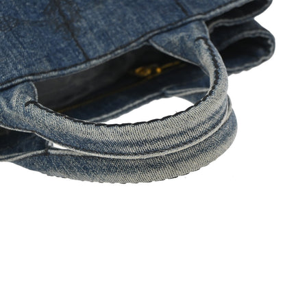 Prada Canapa Open Tote Denim, BLUE, DENIM_JEANS, Tote bag