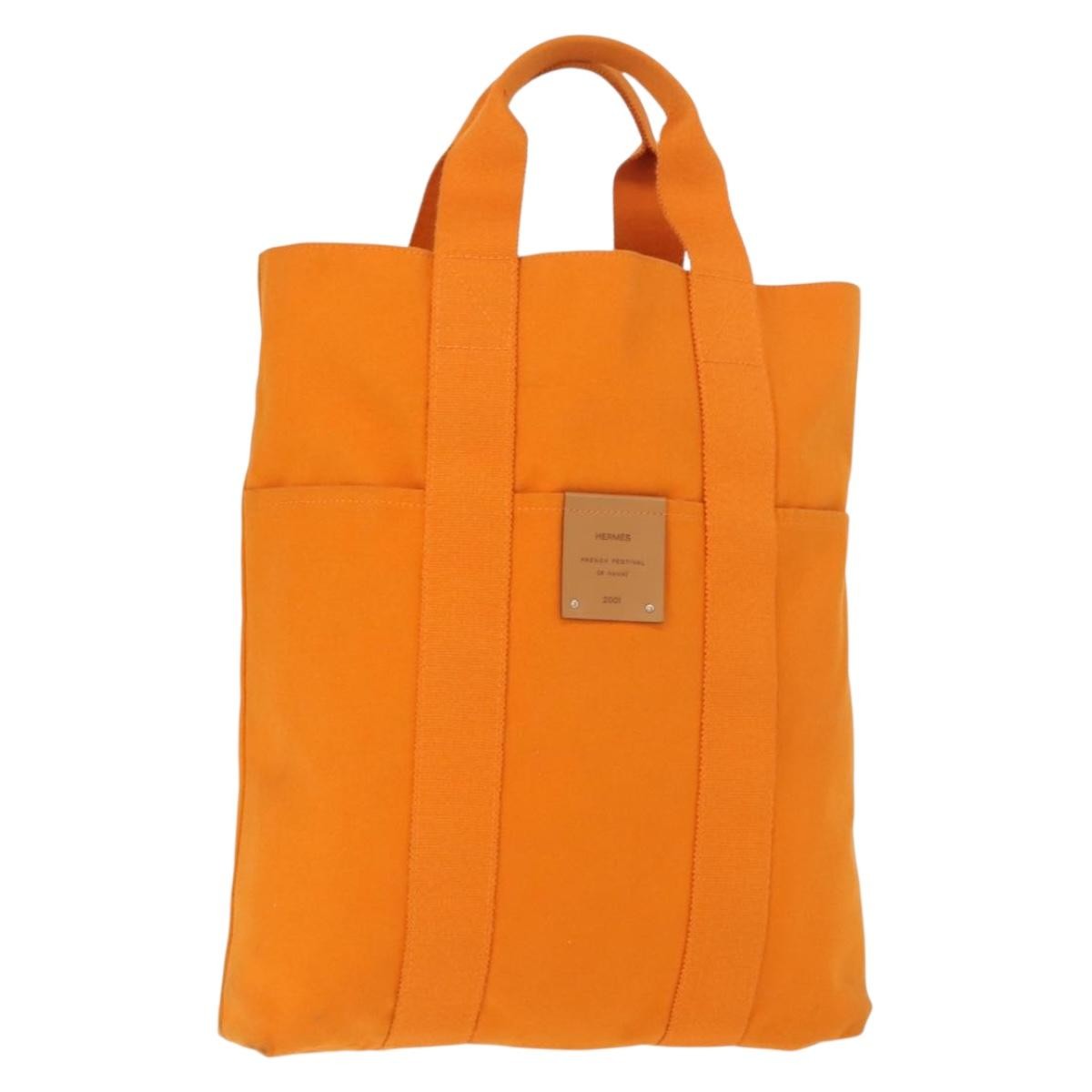 Hermes Fourre-tout Herline Fourre-tout Herline, ORANGE, CANVAS, Tote bag