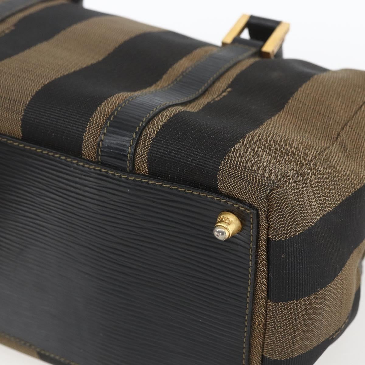 Fendi Vintage Pequin Convertible Boston Bag Coated Canvas, BROWN, CANVAS, Travel bag