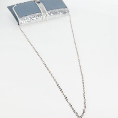 Miu Miu Madras Chain Clutch Matelasse Leather with Glitter, BLUE, LEATHER, Shoulder bag