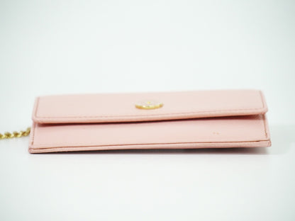 Chanel Coco bouton wallet Leather, PINK, LEATHER, Wallets