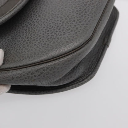 Christian Dior Vintage CD Logo Shoulder Bag Leather, GRAY, LEATHER, Shoulder bag