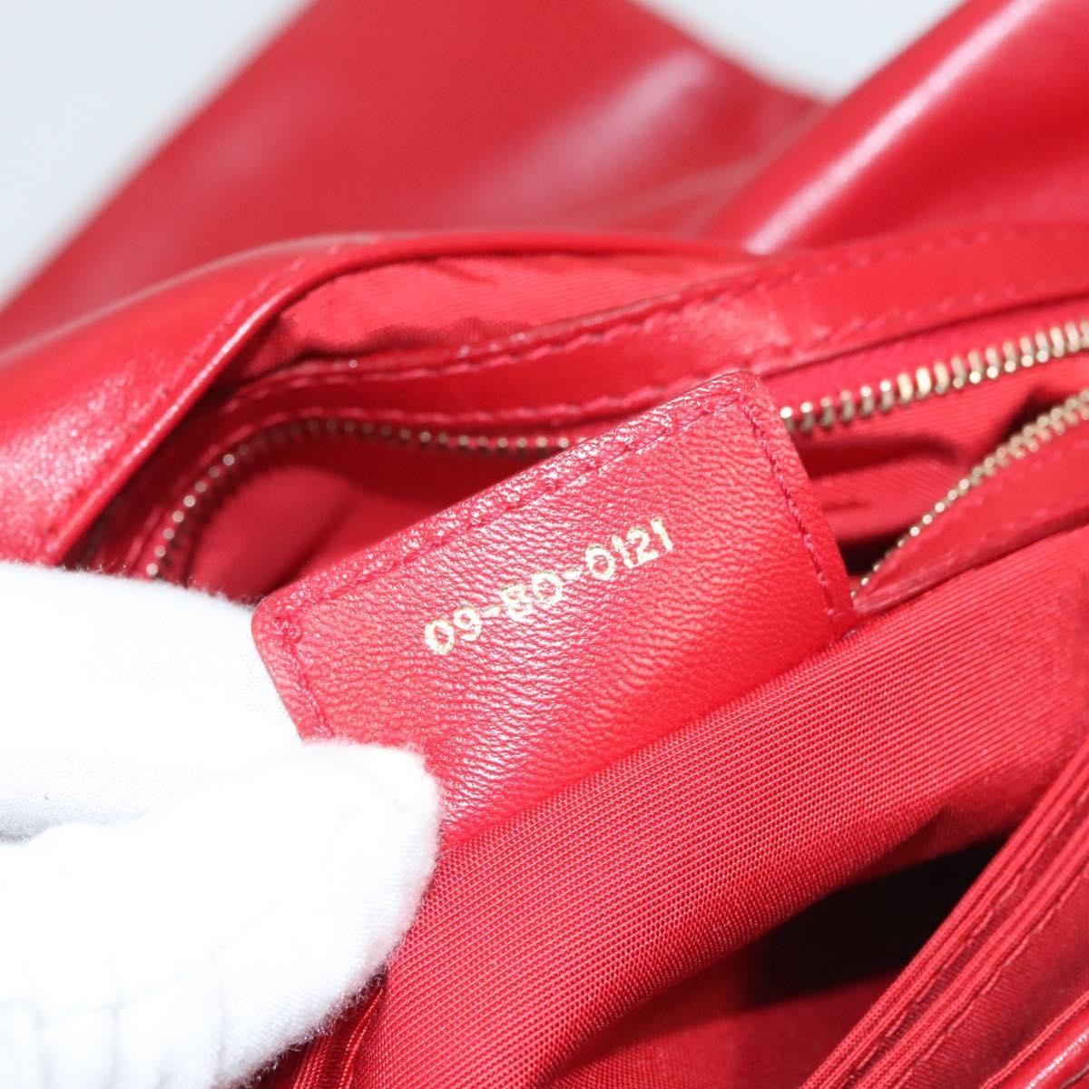 Christian Dior Delidior Chain Shoulder Bag Cannage Quilt Leather, RED, LEATHER, Shoulder bag