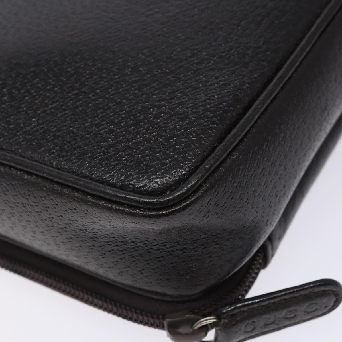 Gucci Zipped Pouch Leather, BROWN, LEATHER, Clutche & pouche