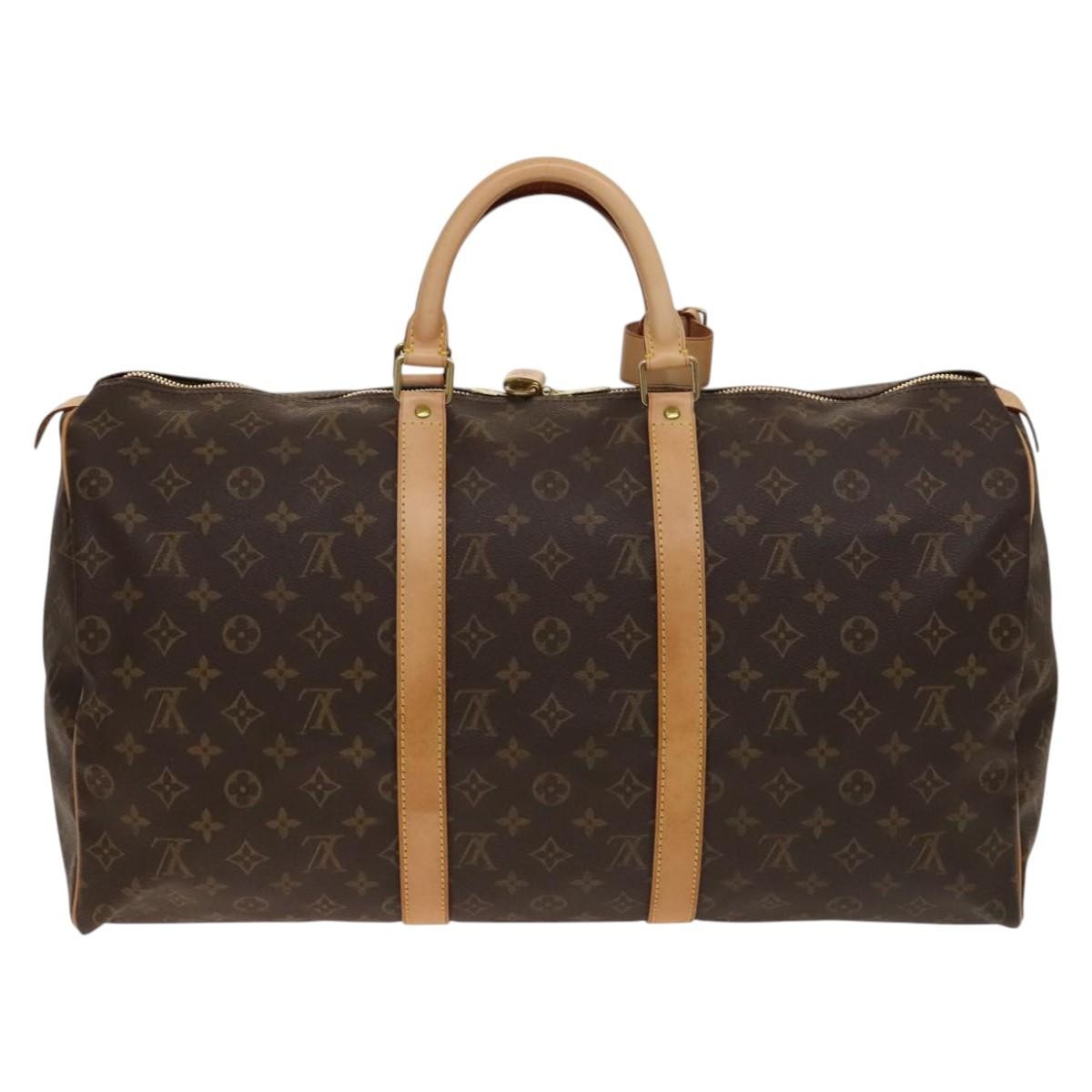 Louis Vuitton Keepall Bag Monogram Canvas, BROWN, CANVAS, Travel bag
