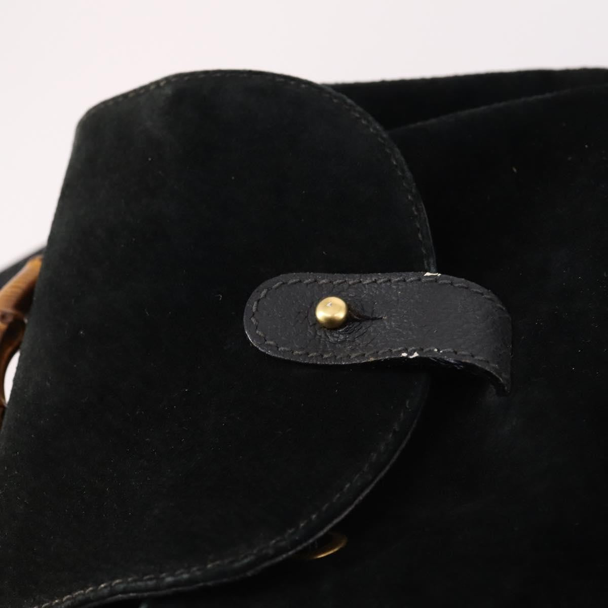 Gucci Vintage Bamboo Backpack Suede, BLACK, SUEDE, Backpack