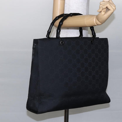 Gucci Vintage Bamboo Handle Tote GG Nylon, BLACK, NYLON, Tote bag