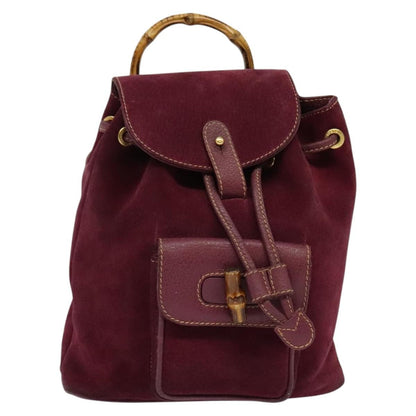 Gucci Vintage Bamboo Backpack Suede, PURPLE, SUEDE, Backpack