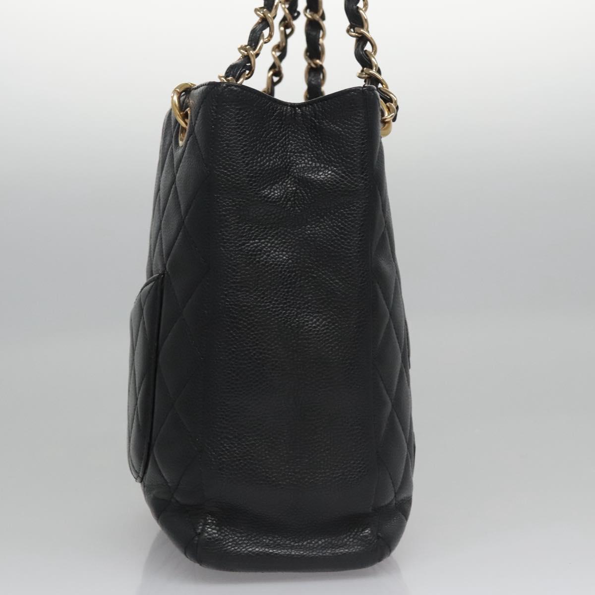 Chanel Petite Shopping Tote Quilted Caviar, BLACK, LEATHER, Tote bag