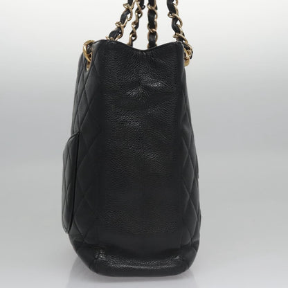 Chanel Petite Shopping Tote Quilted Caviar, BLACK, LEATHER, Tote bag