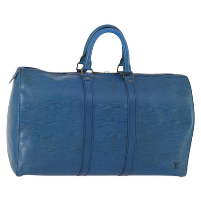 Louis Vuitton Keepall Bag Epi Leather, BLUE, LEATHER, Travel bag