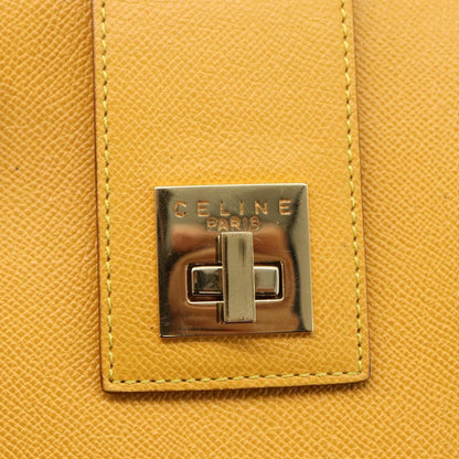 Celine Vintage Shoulder Bag Leather, YELLOW, LEATHER, Shoulder bag