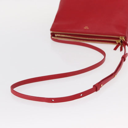 Celine Trio Crossbody Bag Leather, RED, LEATHER, Shoulder bag
