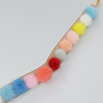 Fendi Pom Pom Strap You Shoulder Strap Leather and Fur, MULTICOLOUR, LEATHER, Straps