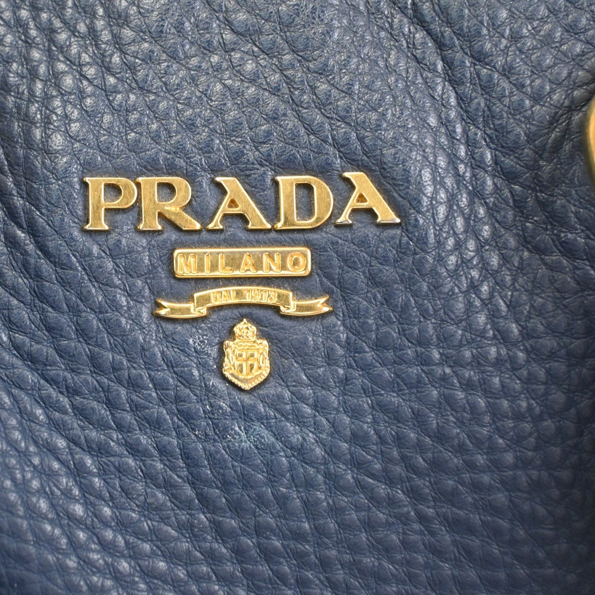 Prada Shopping Tote Vitello Daino, Navy, Leather, Tote Bag