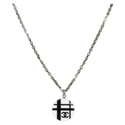 Chanel Vintage CC Pendant Long Necklace Metal, SILVER, METAL, Necklace