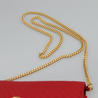 Celine Chain Shoulder Bag Leather, RED, LEATHER, Shoulder bag