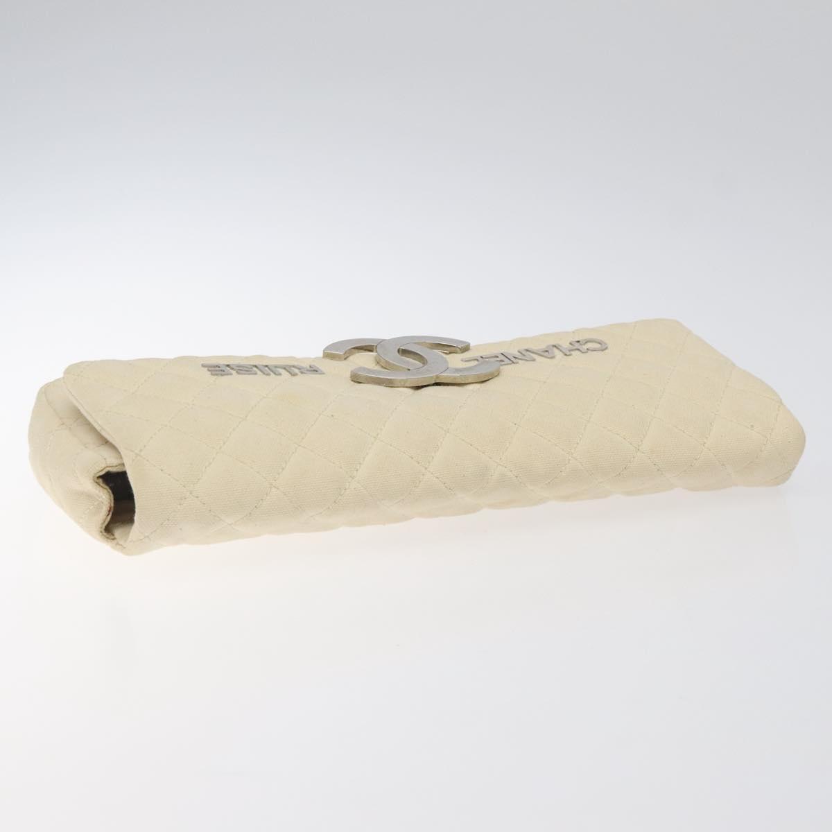 Chanel Cruise Flap Bag Quilted Canvas, ECRU, CANVAS, Clutche & pouche