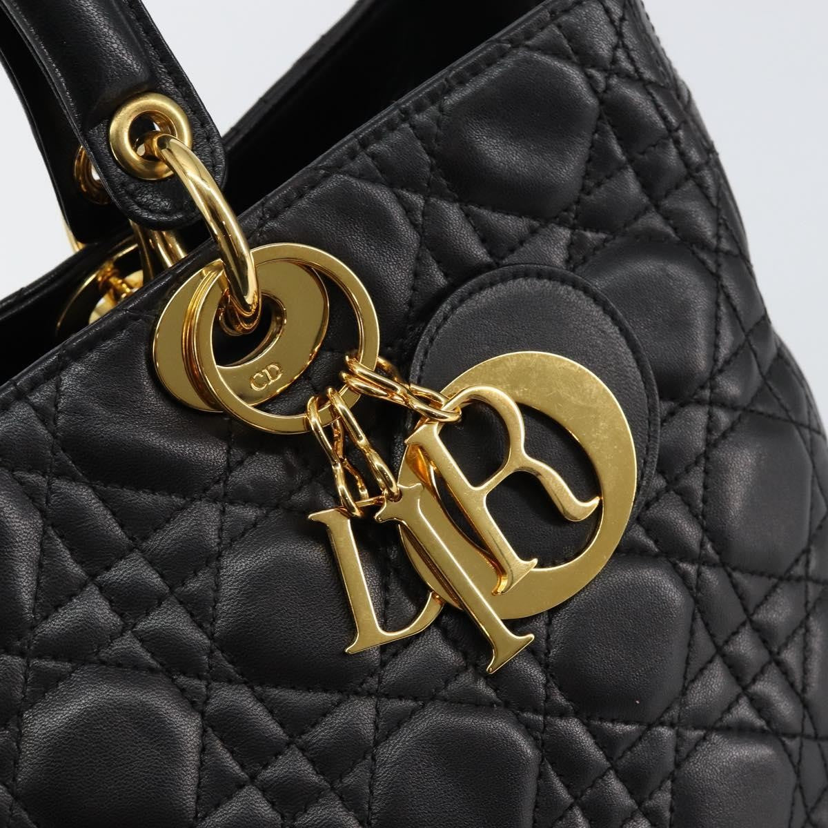 Christian Dior Vintage Lady Dior Bag Cannage Quilt Lambskin, BLACK, LEATHER, Handbag