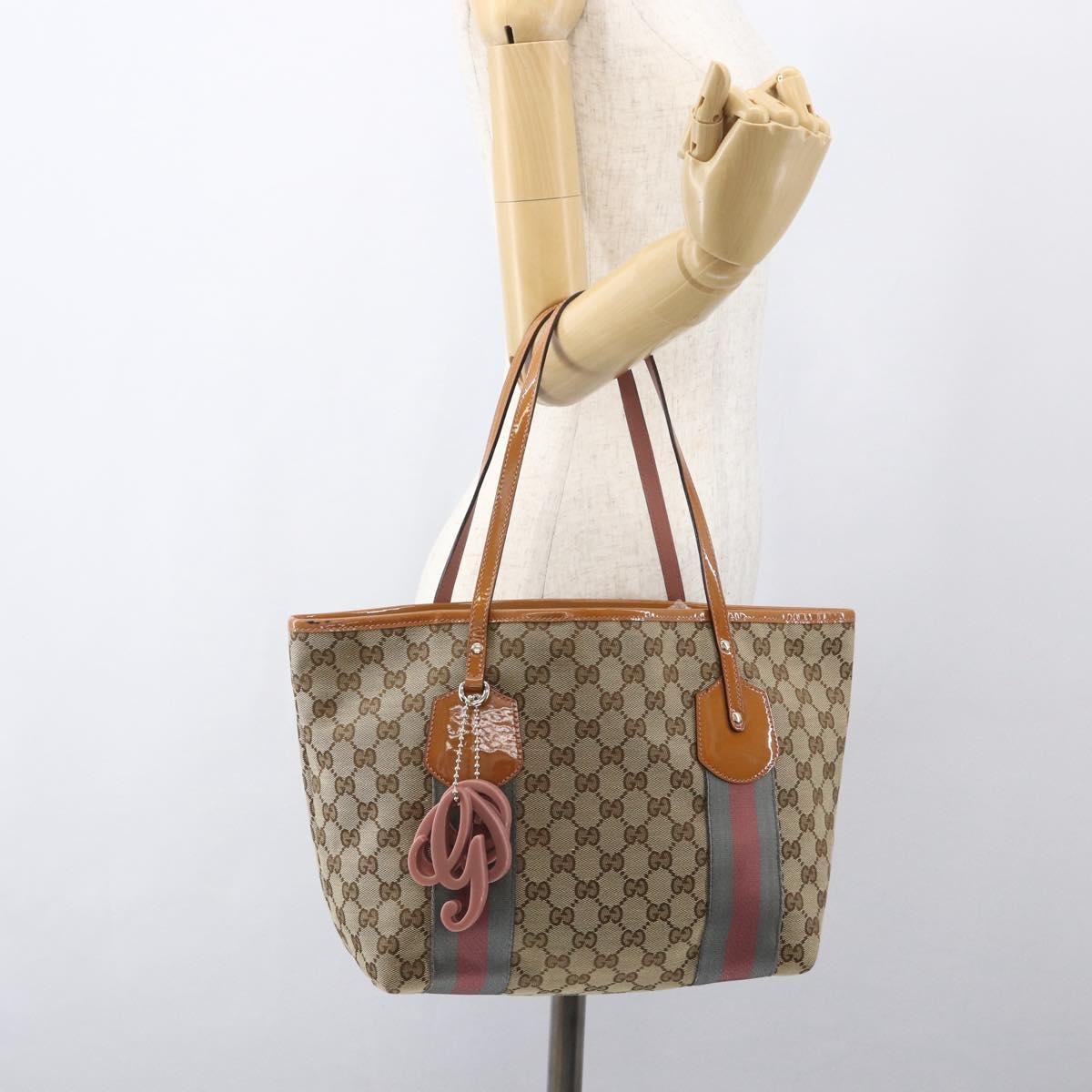 Gucci Jolie Web Tote GG Canvas, BEIGE, CANVAS, Tote bag