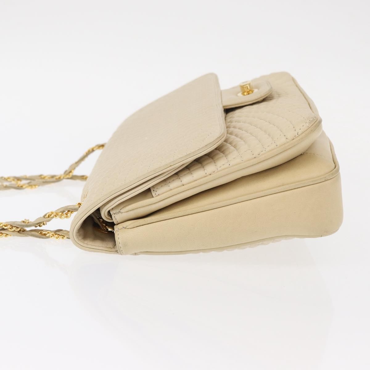 Bally Vintage Chain Shoulder Bag Quilted Leather, ECRU, LEATHER, Shoulder bag