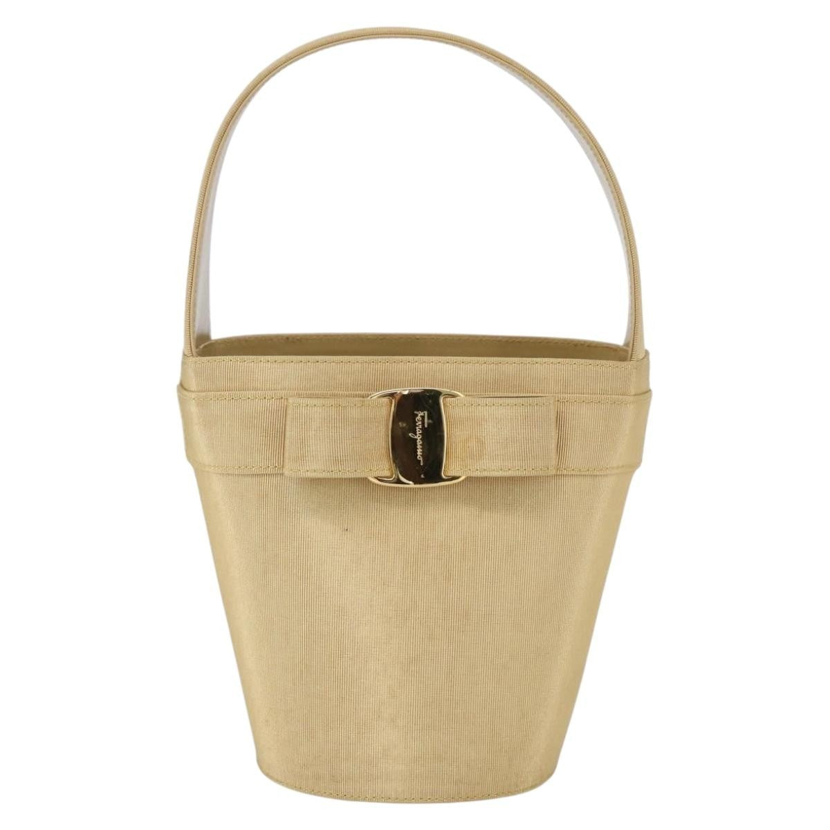 Salvatore Ferragamo Vala Handbag Canvas, YELLOW, CANVAS, Handbag